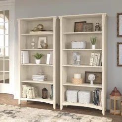 Bookcases*Bush Furniture Salinas 63"H 5-Shelf Tall Bookcase, , 2/Set (SAL036AW) Antique White
