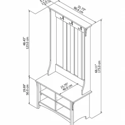Storage Cabinets*Bush Furniture Salinas Hall Tree with Storage Bench, (SAL001CG) Cape Cod Gray
