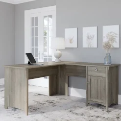 Computer Desks*Bush Furniture Salinas 60"W L Shaped Desk with Storage, (SAD160DG-03) Driftwood Gray