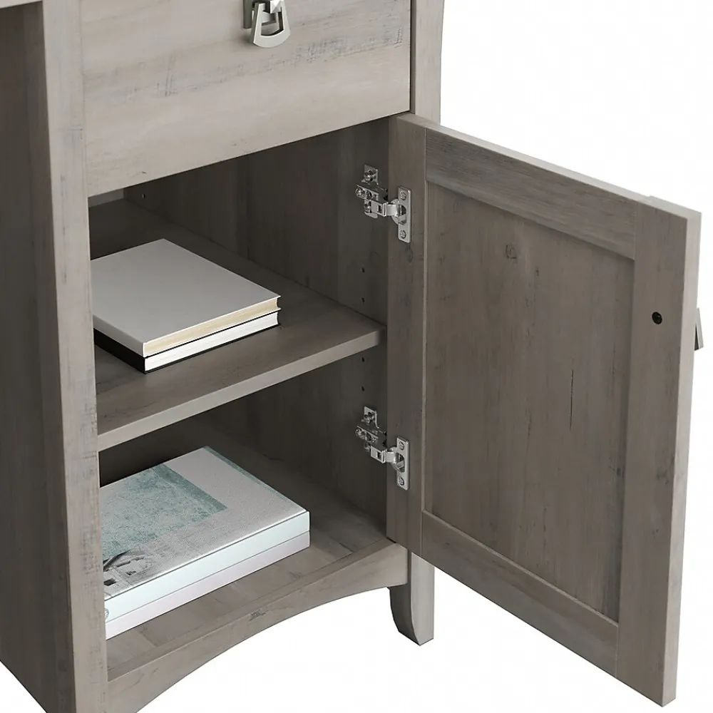 L-Desks*Bush Furniture Salinas 60"W L Shaped Desk with Lateral File Cabinet and 5 Shelf Bookcase, (SAL003DG) Driftwood Gray