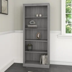 Bookcases*Bush Furniture Saratoga 72"H 5-Shelf Bookcase with Adjustable Shelves, Modern Gray Laminate (W1655C-03)