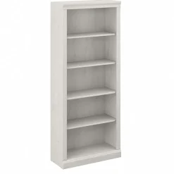Bookcases*Bush Furniture Saratoga 72"H 5-Shelf Bookcase with Adjustable Shelves, Linen White Oak Laminate (W1645C-03)