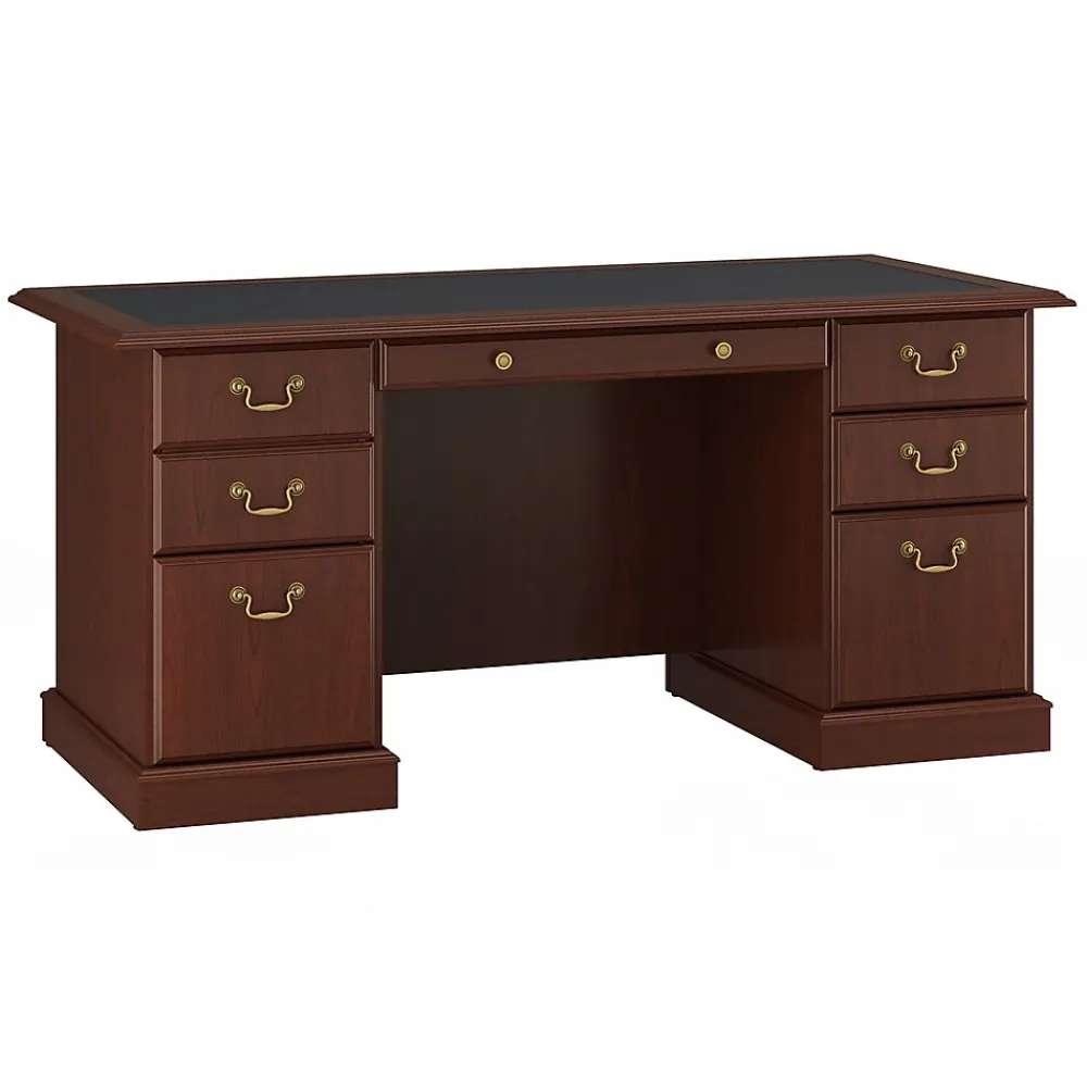 Corner Desks*Bush Furniture Saratoga 66"W Executive Desk with Drawers, Harvest Cherry/Black (EX45666-03K)