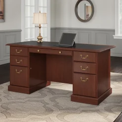 Corner Desks*Bush Furniture Saratoga 66"W Executive Desk with Drawers, Harvest Cherry/Black (EX45666-03K)