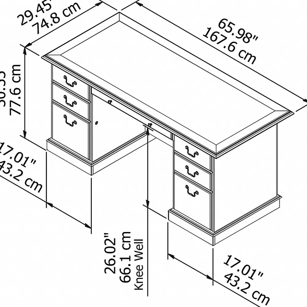 Corner Desks*Bush Furniture Saratoga 66"W Executive Desk with Drawers, Harvest Cherry/Black (EX45666-03K)