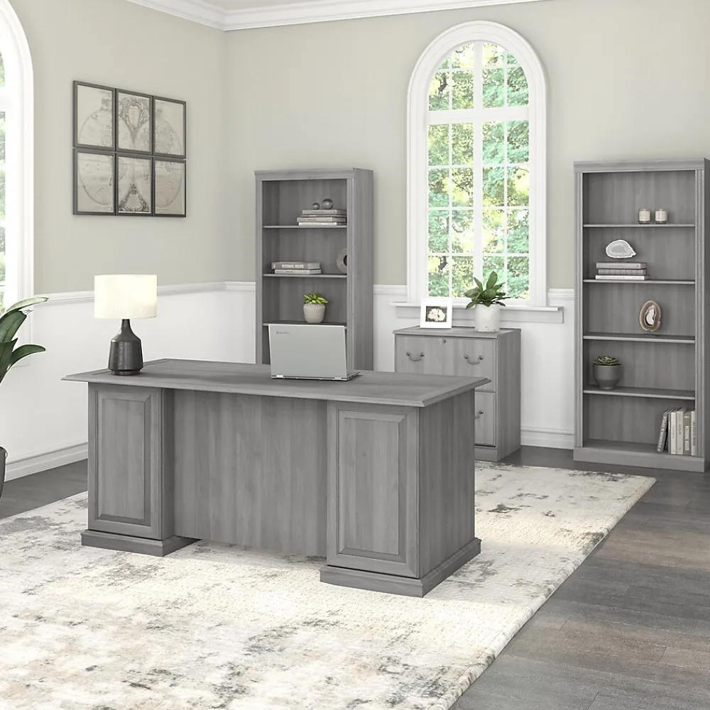 Office Desks*Bush Furniture Saratoga 66"W Wood Executive Desk, Modern Gray (EX45866-03K)