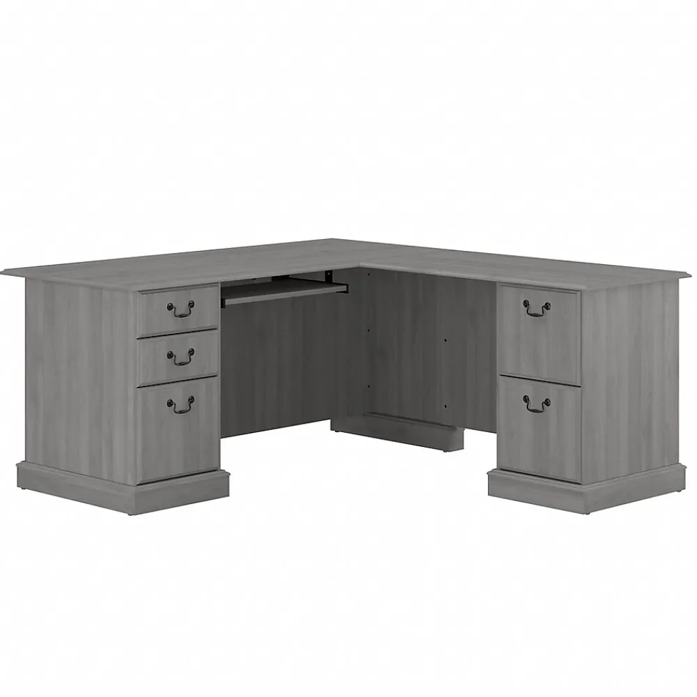 L-Desks*Bush Furniture Saratoga 66"W L Shaped Computer Desk with Drawers, Modern Gray (EX45870-03K)