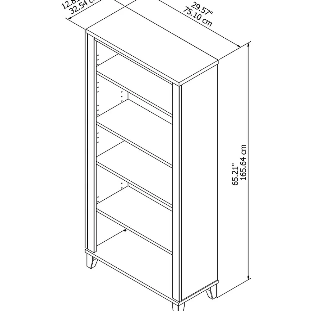 Bookcases*Bush Furniture Somerset 65.21"H 5-Shelf Bookcase with Adjustable Shelves, Laminate (WC81465) Maple Cross