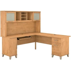 L-Desks*Bush Furniture Somerset 72"W L Shaped Desk with Hutch, (SET001MC) Maple Cross