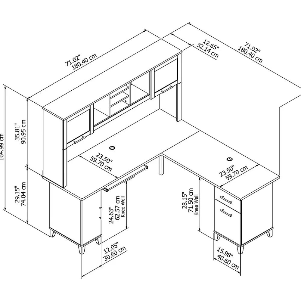 L-Desks*Bush Furniture Somerset 72"W L Shaped Desk with Hutch, (SET001MC) Maple Cross
