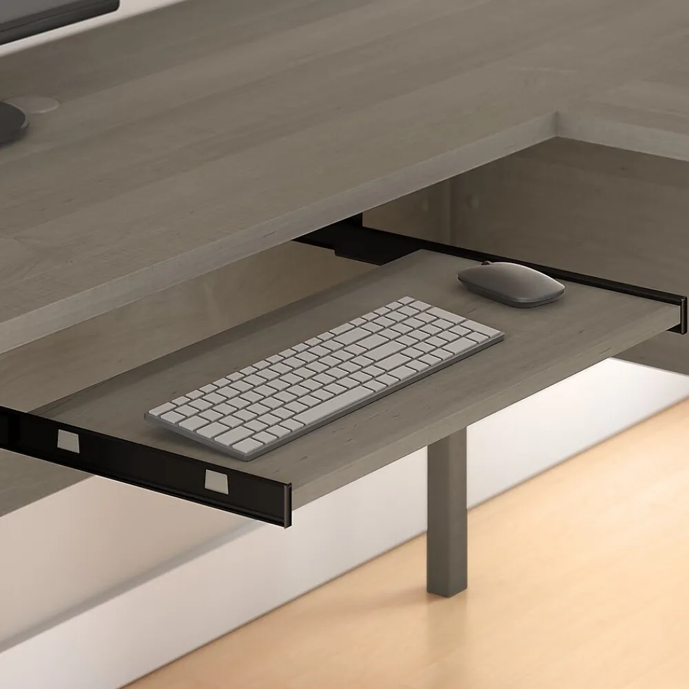 L-Desks*Bush Furniture Somerset 72"W L Shaped Desk with Hutch, Lateral File Cabinet and Bookcase, (SET012AG) Ash Gray