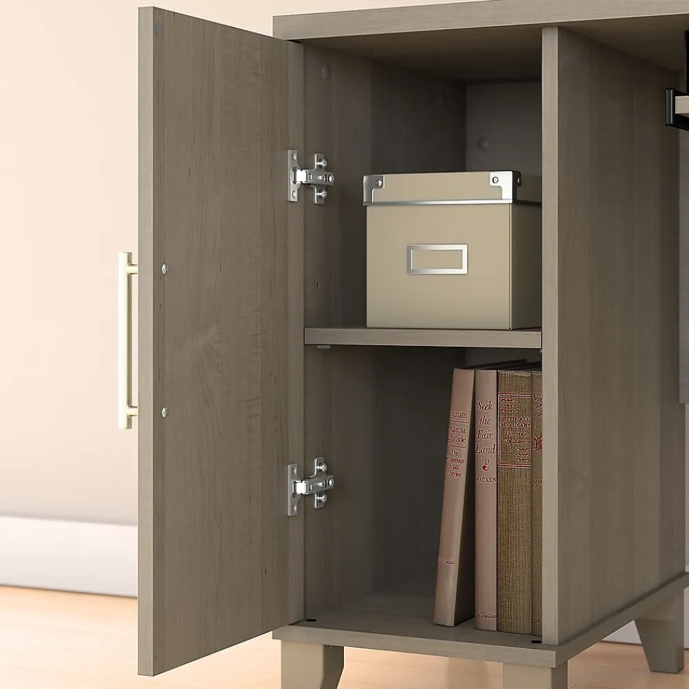 L-Desks*Bush Furniture Somerset 72"W L Shaped Desk with Hutch, Lateral File Cabinet and Bookcase, (SET012AG) Ash Gray