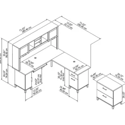 L-Desks*Bush Furniture Somerset 72W L Shaped Desk with Hutch and Lateral File Cabinet, (SET009AG) Ash Gray