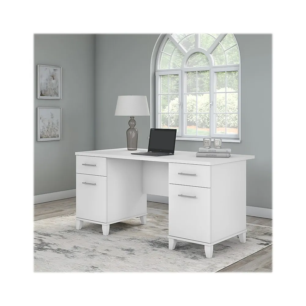 Office Desks*Bush Furniture Somerset 60"W Office Desk with Drawers, (WC81928K) White