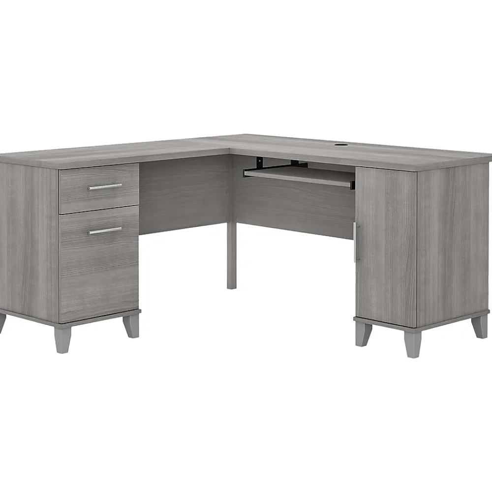 L-Desks*Bush Furniture Somerset 60"W L Shaped Desk with Storage, (WC81230K) Platinum Gray