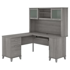 L-Desks*Bush Furniture Somerset 60"W L Shaped Desk with Hutch, (SET002PG) Platinum Gray
