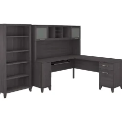 L-Desks*Bush Furniture Somerset 72"W L Shaped Desk with Hutch and 5 Shelf Bookcase, (SET011SG) Storm Gray