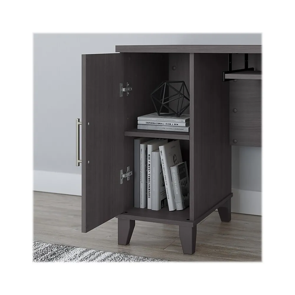 L-Desks*Bush Furniture Somerset 72"W L Shaped Desk with Hutch and 5 Shelf Bookcase, (SET011SG) Storm Gray