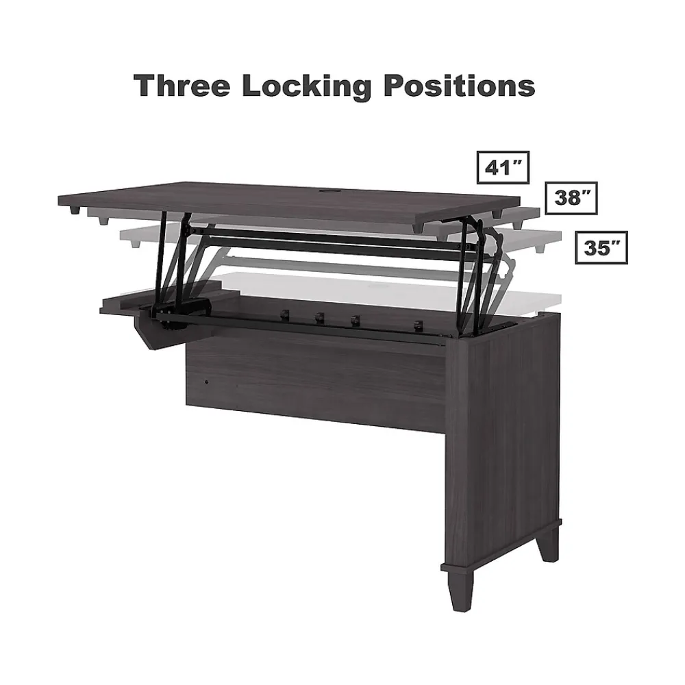 L-Desks*Bush Furniture Somerset 72"W 3 Position Sit to Stand L Shaped Desk with Hutch, (SET015SG) Storm Gray