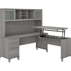 L-Desks*Bush Furniture Somerset 72"W 3 Position Sit to Stand L Shaped Desk with Hutch, (SET015PG) Platinum Gray