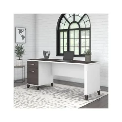 Computer Desks*Bush Furniture Somerset 72"W Office Desk with Drawers, (WC81072) Storm Gray/White