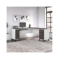 L-Desks*Bush Furniture Somerset 72"W L Shaped Desk with Storage, (WC81010K) Storm Gray/White