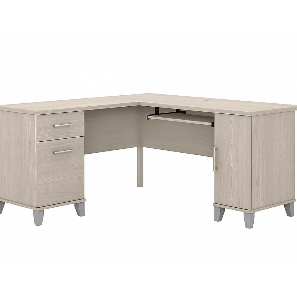L-Desks*Bush Furniture Somerset 60"W L Shaped Desk with Storage, (WC81130K) Sand Oak