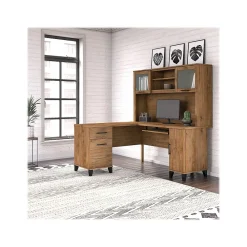 L-Desks*Bush Furniture Somerset 60"W L Shaped Desk with Hutch, (SET002FW) Fresh Walnut