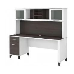 Computer Desks*Bush Furniture Somerset 72"W Office Desk with Drawers and Hutch, (SET018SGWH) Storm Gray/White