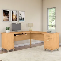 L-Desks*Bush Furniture Somerset 72"W L Shaped Desk with Storage, (WC81410K) Maple Cross