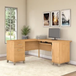 L-Desks*Bush Furniture Somerset 60"W L Shaped Desk with Storage, (WC81430K) Maple Cross