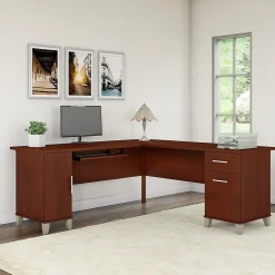 L-Desks*Bush Furniture Somerset 72"W L Shaped Desk with Storage, (WC81710K) Hansen Cherry