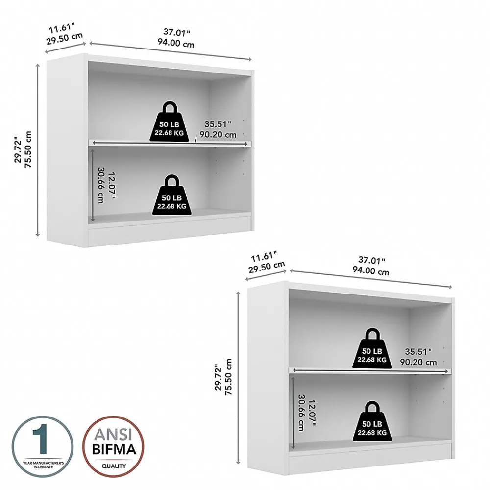 Bookcases*Bush Furniture Universal 30"H 2-Shelf Bookcase, Pure White, 2/Set (UB001PW)