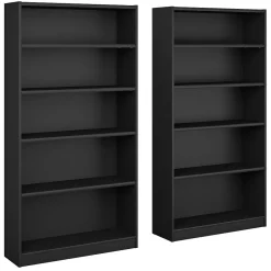 Bookcases*Bush Furniture Universal Tall 5 Shelf 72"H Bookcase, Classic Black, Set of 2 (UB003BL)