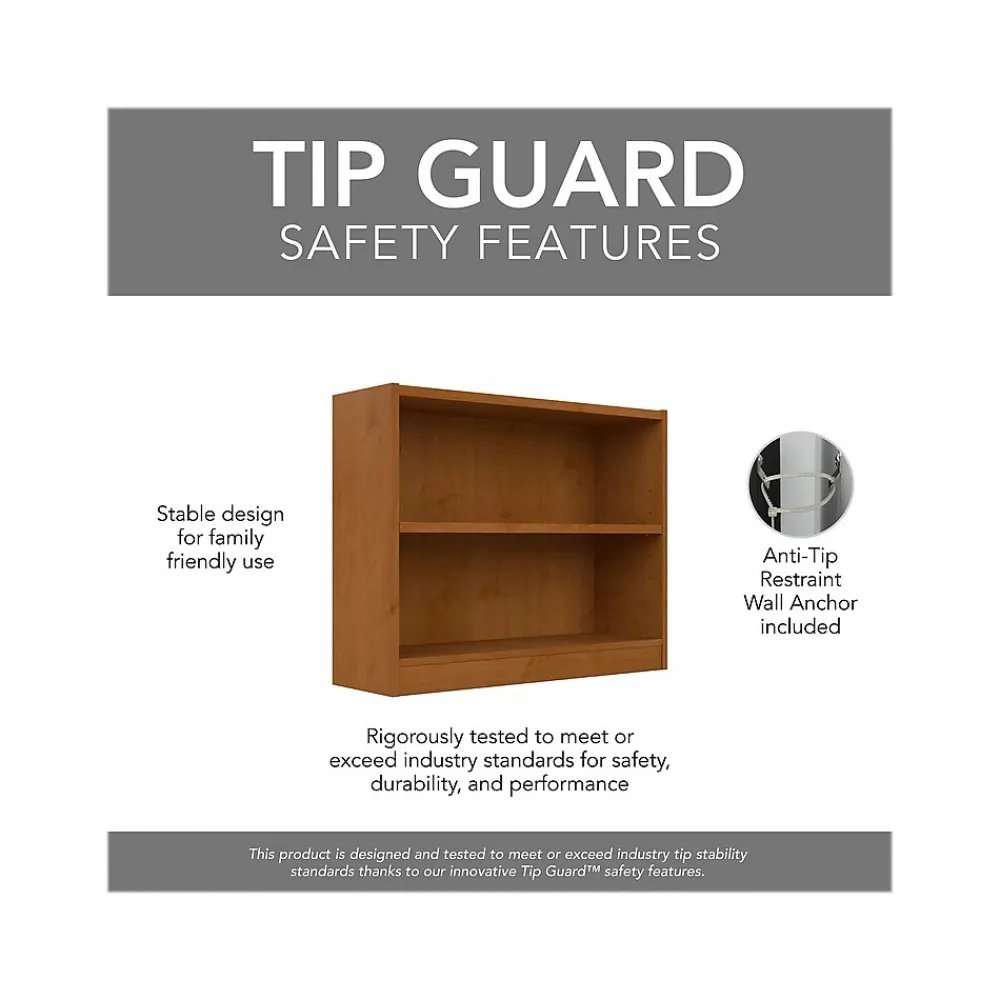 Bookcases*Bush Furniture Universal 30"H 2-Shelf Bookcase with Adjustable Shelf, Natural Cherry (WL12466)