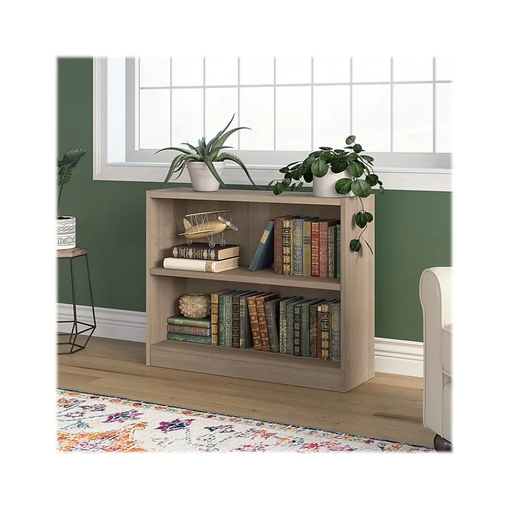 Bookcases*Bush Furniture Universal 30"H 2-Shelf Bookcase with Adjustable Shelf, Ash Gray Laminated Wood (WL12426)
