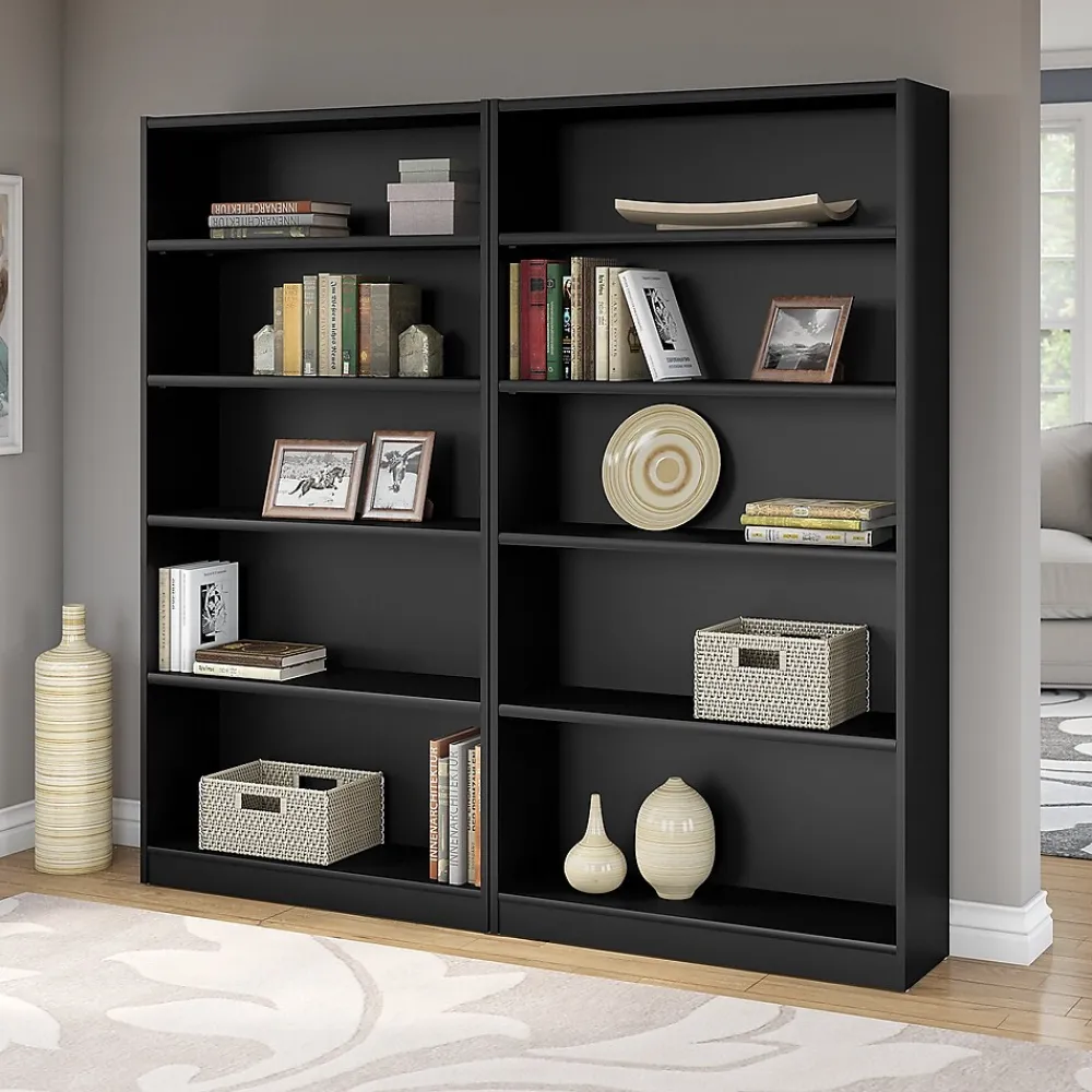 Bookcases*Bush Furniture Universal 72"H 5-Shelf Bookcase with Adjustable Shelves, Black (WL12436)