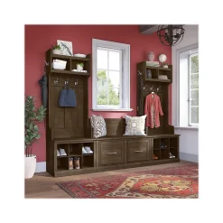 Storage Cabinets*Bush Furniture Woodland Entryway Storage Set with Hall Trees and Shoe Bench with Doors, Ash Brown (WDL011ABR)