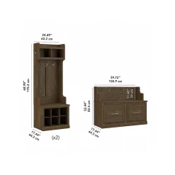 Storage Cabinets*Bush Furniture Woodland Entryway Storage Set with Hall Trees and Shoe Bench with Doors, Ash Brown (WDL011ABR)
