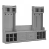 Storage Cabinets*Bush Furniture Woodland Entryway Storage Set with Hall Trees and Shoe Bench with Doors, Cape Cod Gray (WDL011CG)