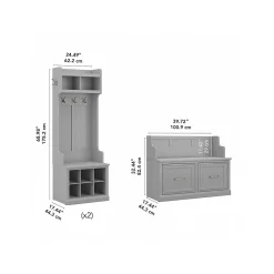 Storage Cabinets*Bush Furniture Woodland Entryway Storage Set with Hall Trees and Shoe Bench with Doors, Cape Cod Gray (WDL011CG)