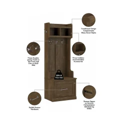 Storage Cabinets*Bush Furniture Woodland Entryway Storage Set with Hall Trees and Shoe Bench with Drawers, Ash Brown (WDL012ABR)