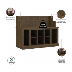 Storage Cabinets*Bush Furniture Woodland Entryway Storage Set with Hall Trees and Shoe Bench with Drawers, Ash Brown (WDL012ABR)