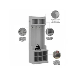 Storage Cabinets*Bush Furniture Woodland Full Entryway Storage Set with Coat Rack and Shoe Bench with Doors, Cape Cod Gray (WDL013CG)