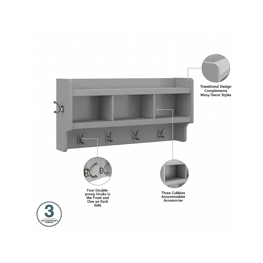 Storage Cabinets*Bush Furniture Woodland Full Entryway Storage Set with Coat Rack and Shoe Bench with Doors, Cape Cod Gray (WDL013CG)