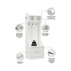 Storage Cabinets*Bush Furniture Woodland Full Entryway Storage Set with Coat Rack and Shoe Bench with Drawers, White Ash (WDL014WAS)