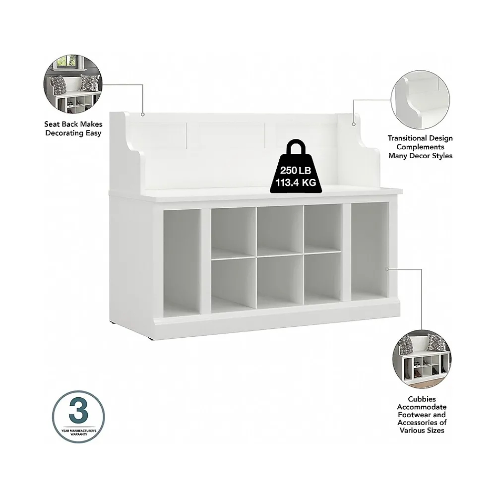 Storage Cabinets*Bush Furniture Woodland Full Entryway Storage Set with Coat Rack and Shoe Bench with Drawers, White Ash (WDL014WAS)