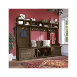 Storage Cabinets*Bush Furniture Woodland Full Entryway Storage Set with Coat Rack and Shoe Bench with Drawers, Ash Brown (WDL014ABR)