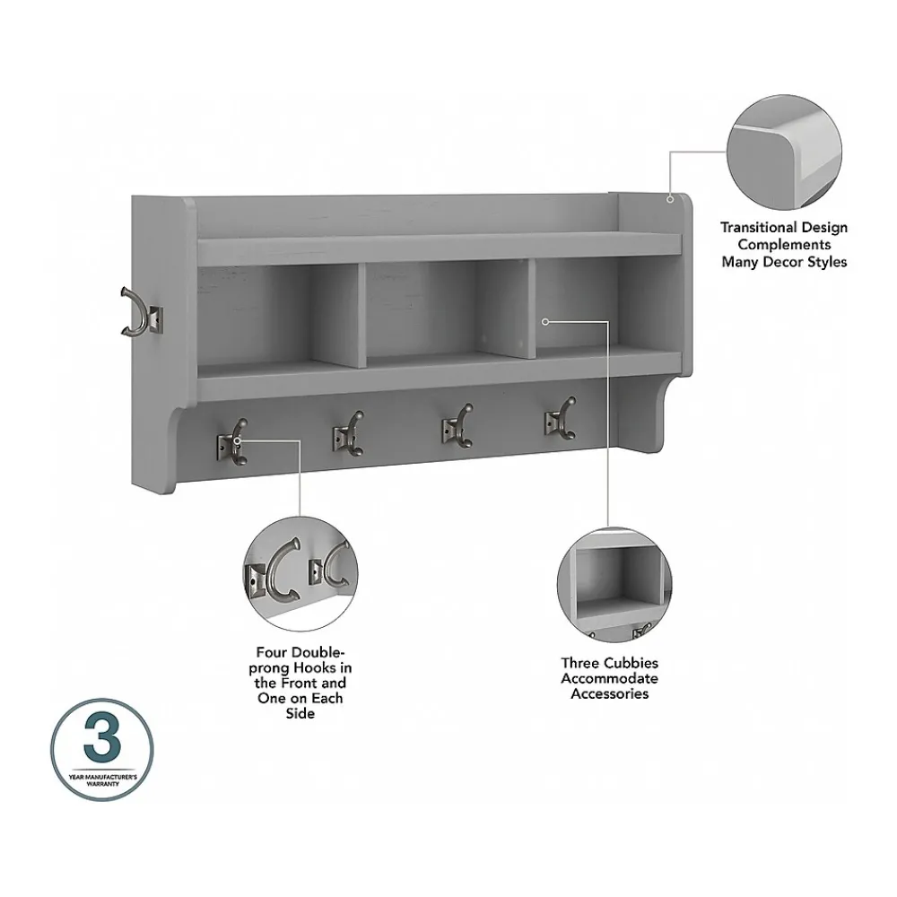 Storage Cabinets*Bush Furniture Woodland Full Entryway Storage Set with Coat Rack and Shoe Bench with Drawers, Cape Cod Gray (WDL014CG)