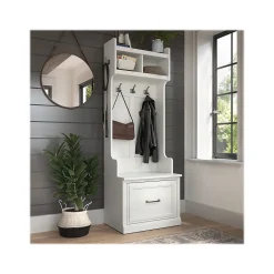 Storage Cabinets*Bush Furniture Woodland 24W Hall Tree and Small Shoe Bench with Drawer, White Ash (WDL007WAS)